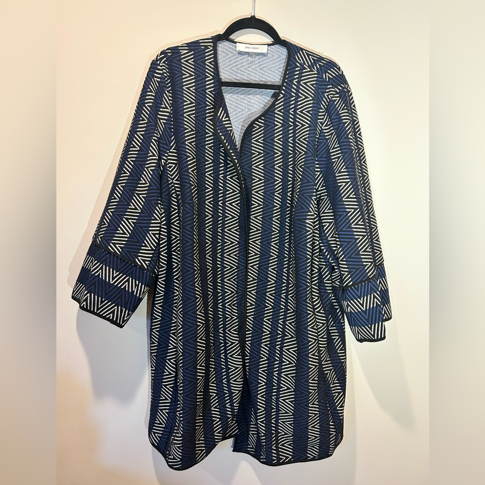 Jones Studio Plus Size‎ 3x Geometric Graphic Jacket Coat Stripe Chevron Mod Boho